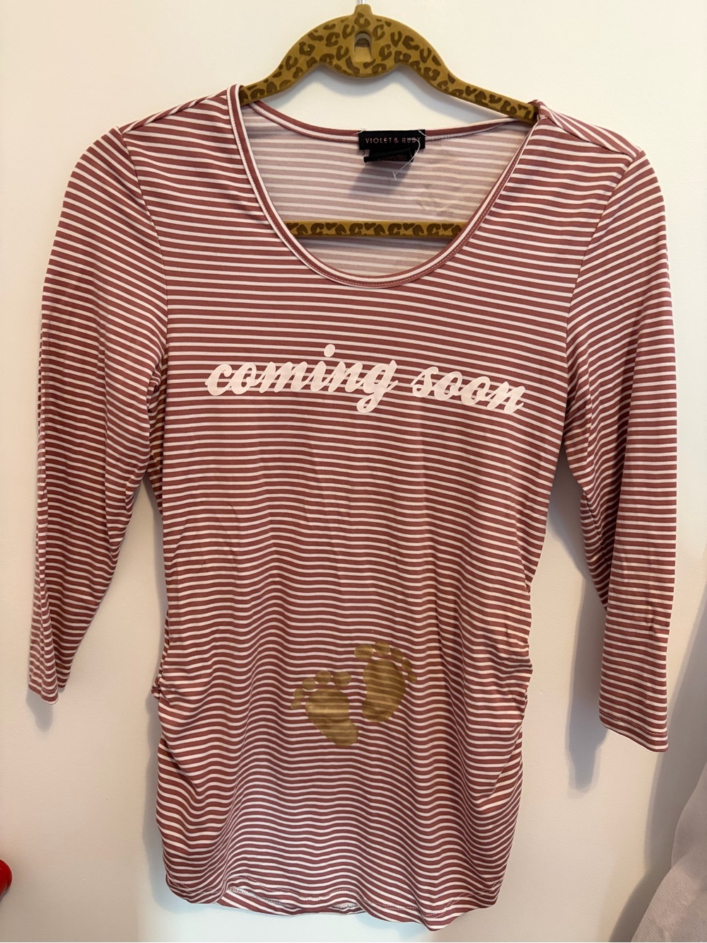 Violet & Claire Mauve Stripe Long Sleeve Maternity Tee - "coming soon"